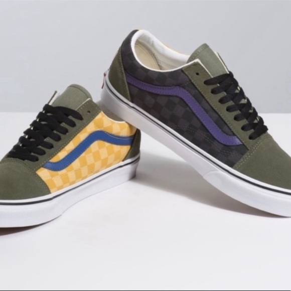Vans Shoes - Vans OLD SKOOL OTW RALLY CHECKER DEEP LICHEN GREEN YELLOW Sz 7.5